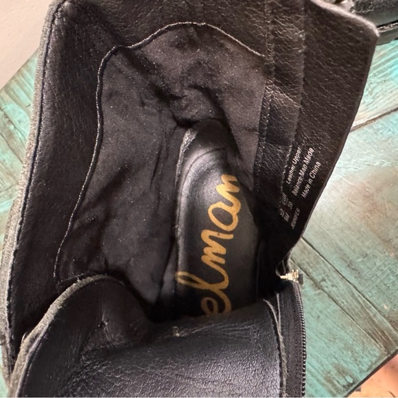 Sam Edelman Jennifer Black Leather Studded Moto Combat Boots Size 9 - Picture 12 of 14